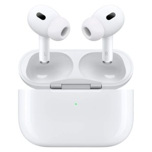 هدفون بلوتوثی اپل مدل AirPods Pro 2nd Generation با نویز کنسلینگ فعال (ANC)، نویز کنسلینگ میکروفون (ENC)، درگاه شارژ USB Type-C، با قابلیت شارژ بی‌سیم، دارای میکروفون دوگانه از نوع Beamforming، مقاومت در برابر رطوبت و عرق