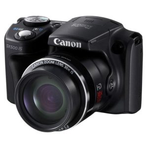 دوربین شبه SLR کانن مدل PowerShot SX500، حسگر با دقت موثر 16 مگاپیکسل، عکاسی پیاپی 0.8 فریم بر ثانیه، فیلم‌برداری با رزولوشن HD، نمایشگر ثابت، همراه با لنز 24-720 میلی‌متری با بیشترین گشودگی دیافراگم f/3.4-5.8